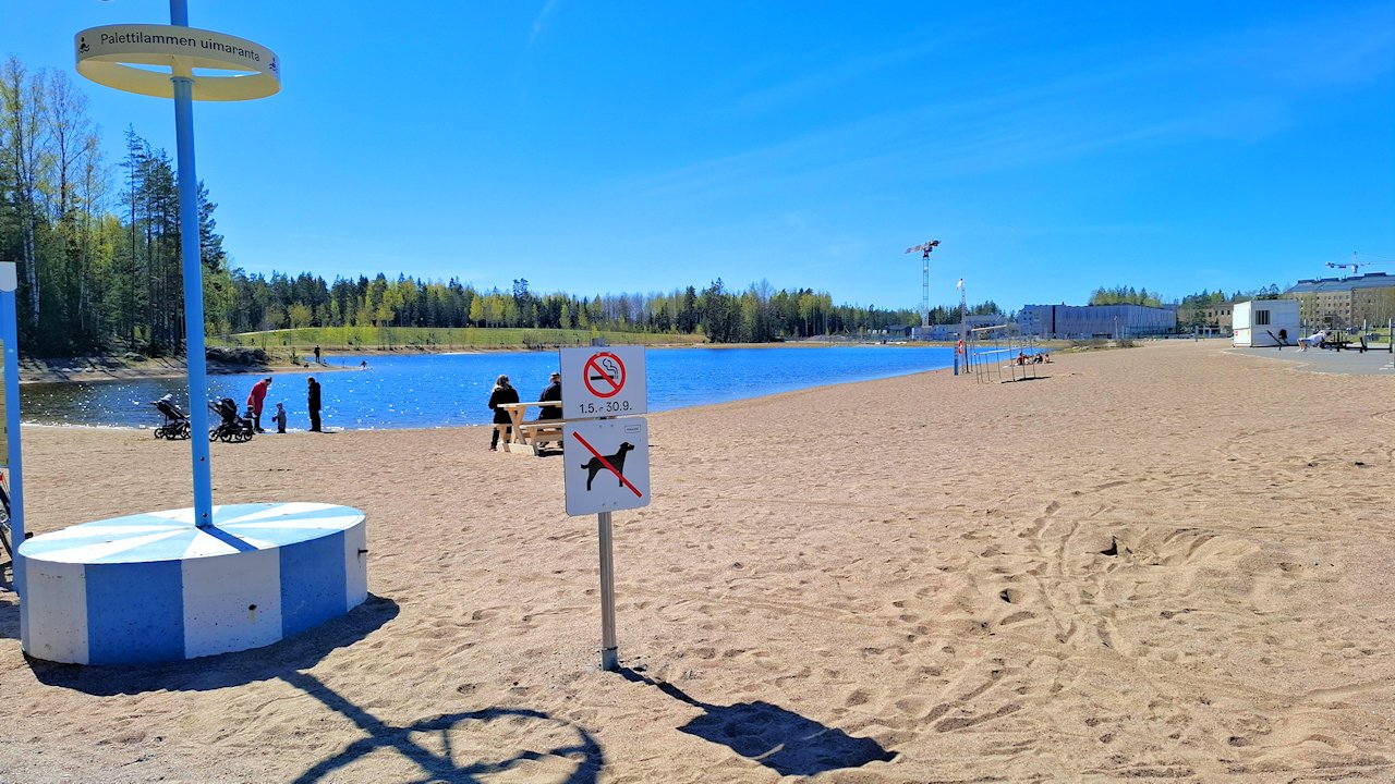 Palettilammelle saapuminen kevätkävelyllä